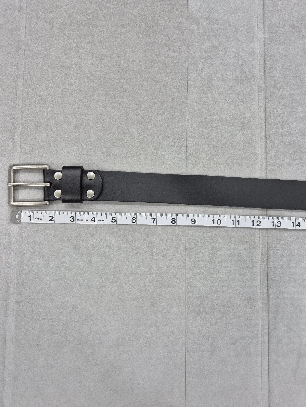 Wrangler belt men's 40 black leather brushed silver buckle casual gorpcore